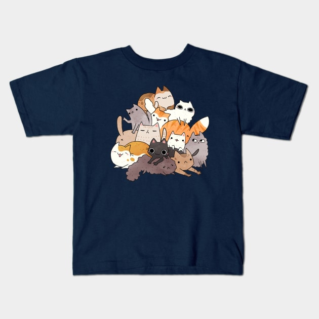 Cat Pile Kids T-Shirt by MichelleScribbles